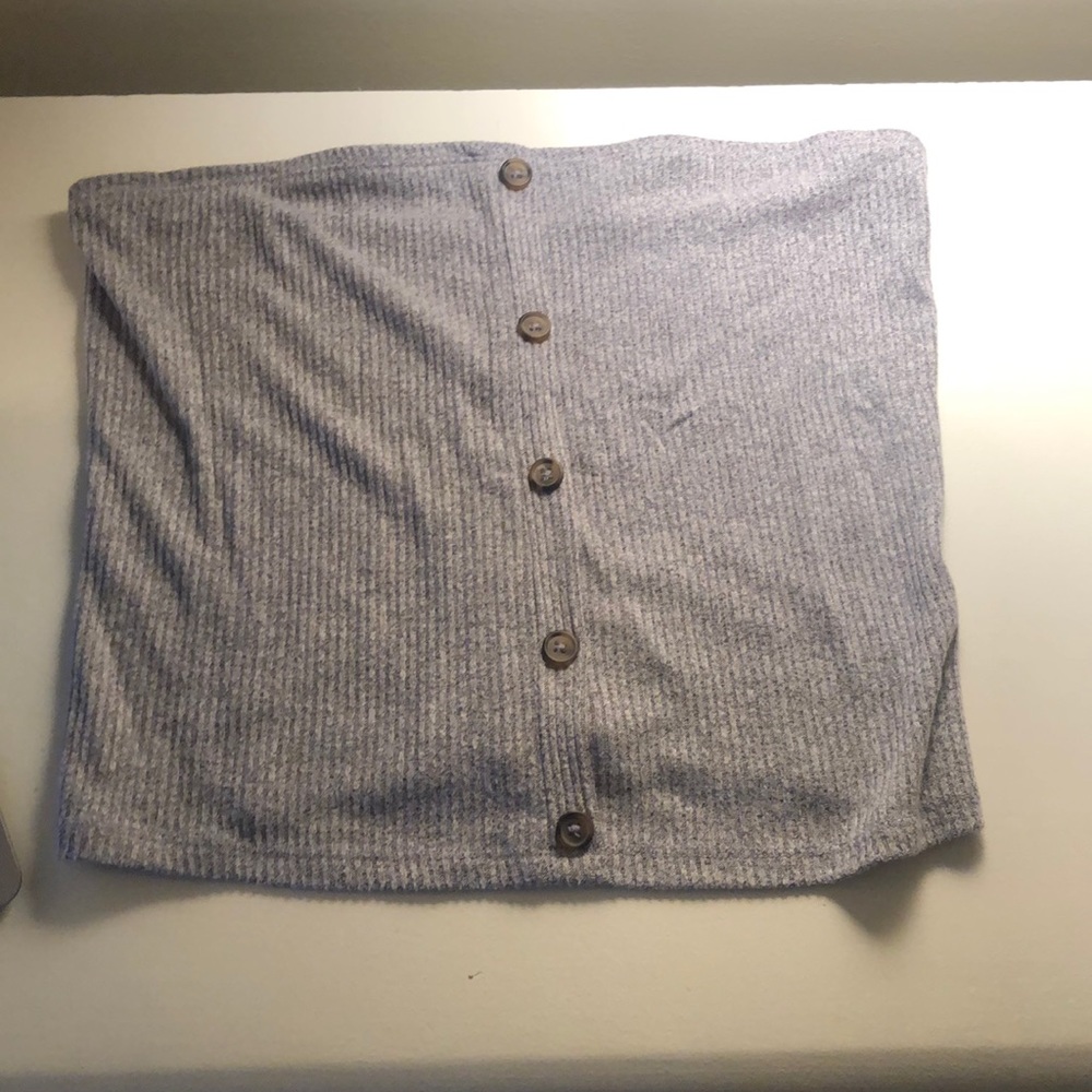 Grey button down tube top